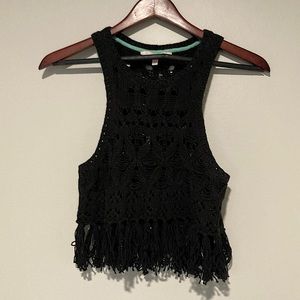 Victoria’s Secret Knit crochet fringe top